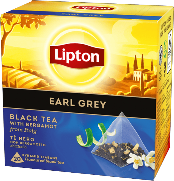 Чай чорний Lipton Earl Grey 20 пірамідок (5063270110829) - Фото 1 Чай чорний Lipton Earl Grey 20 пірамідок (5063270110829) - зображення 1