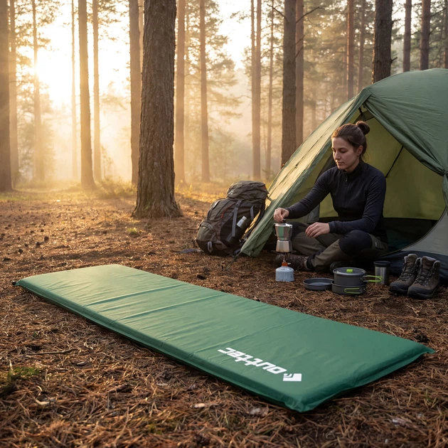 Килимок самонадувний Outtec Travel O-42405 180 x 53 см Зелений (5905884424056) - зображення 12