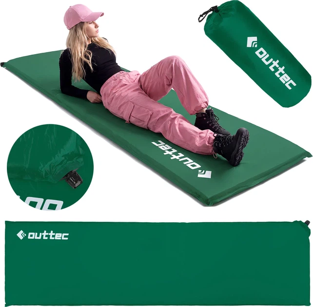 Килимок самонадувний Outtec Travel O-42405 180 x 53 см Зелений (5905884424056) - зображення 9