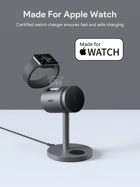 Bezprzewodowa ładowarka AUKEY MagFusion 3-in-1 15W Grey (LC-MC311A) - Zdjęcie 9 Bezprzewodowa ładowarka AUKEY MagFusion 3-in-1 15W Grey (LC-MC311A) - obraz 9