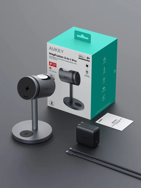 Bezprzewodowa ładowarka AUKEY MagFusion 3-in-1 15W Grey (LC-MC311A) - Zdjęcie 12 Bezprzewodowa ładowarka AUKEY MagFusion 3-in-1 15W Grey (LC-MC311A) - obraz 12