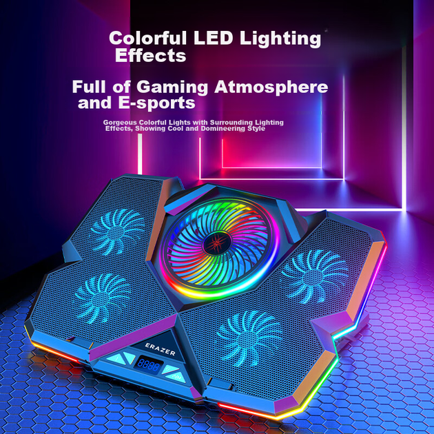Охлаждающая подставка для ноутбука Lenovo ERAZER R7 5 Fan LCD RGB - изображение 2