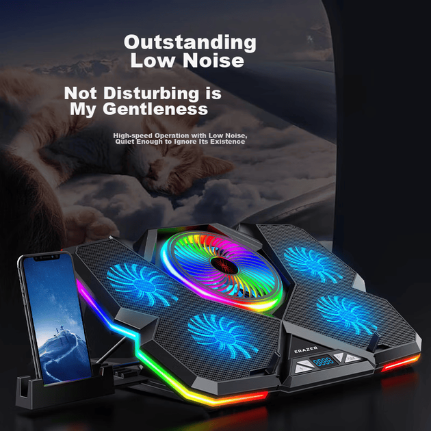 Охлаждающая подставка для ноутбука Lenovo ERAZER R7 5 Fan LCD RGB - изображение 3
