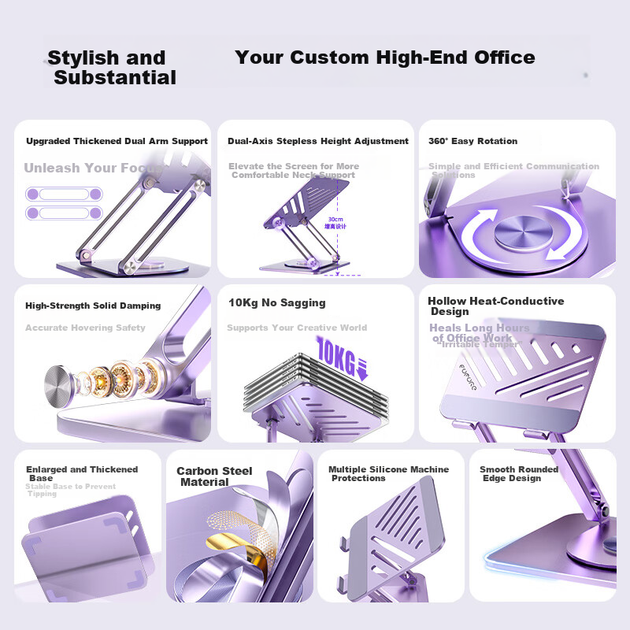 Подставка для ноутбука WELAXI FZ3 Future Series 360° Purple - изображение 4