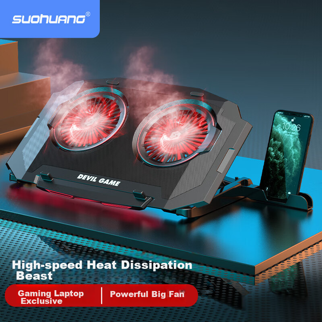 Охолоджувальна підставка для ноутбука SUOHUANG SSRQ-020S1 2Fan LED - зображення 2