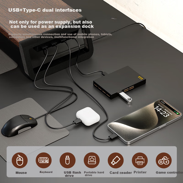 Подставка для монитора Mryc с USB-расширением Wood 550x200x75 мм - Фото 5 Подставка для монитора Mryc с USB-расширением Wood 550x200x75 мм - изображение 5