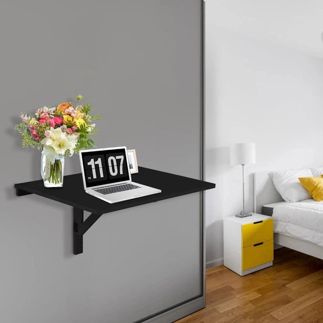 Складной настенный стол, 80×60×45 см, черный Costway - Фото 2 Складной настенный стол, 80×60×45 см, черный Costway - изображение 2