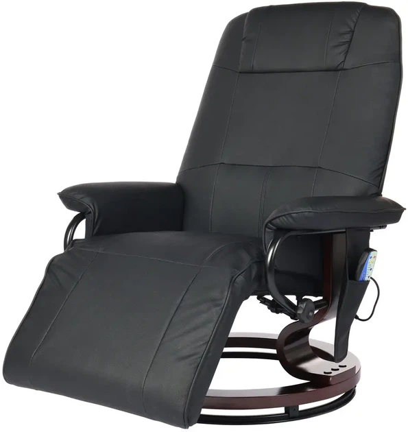 Крісло для відпочинку Recliner sofa Чорне з масажем (6 вібраційних зон) та обігрівом, з регулюванням нахилу спинки та висувною підніжкою - зображення 4