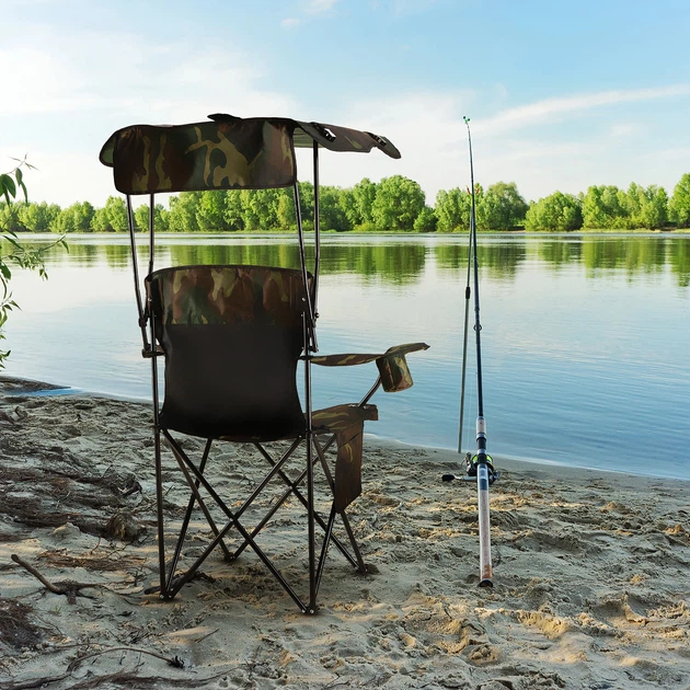 Крісло рибальське Outtec Sun XXL з козирком Камуфляж 198008 (5905884424629) - зображення 9