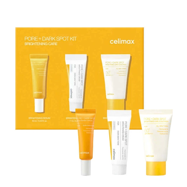 Набор миниатюр для выравнивания тона Celimax Pore+Dark Spot Brightening Kit 10 мл + 7 мл + 10 мл - изображение 3