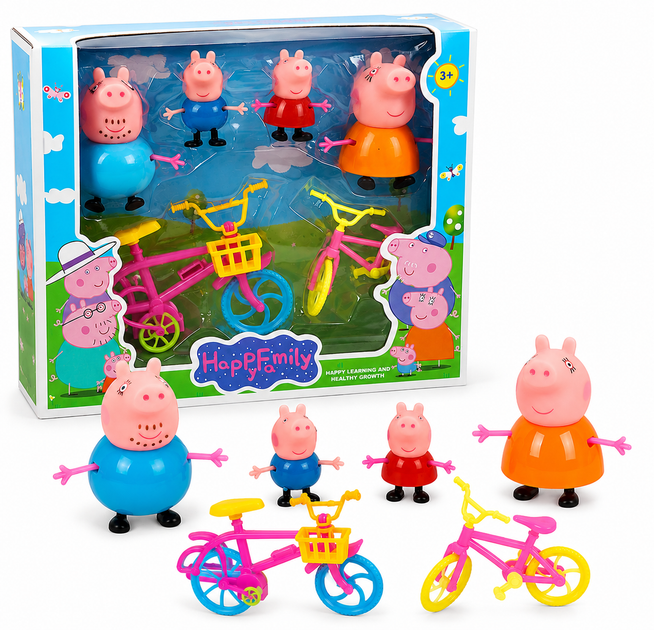 Ігровий набір «Сім'я Свинки Пеппи (Peppa Pig) на велосипедах - Фото 1 Ігровий набір «Сім'я Свинки Пеппи (Peppa Pig) на велосипедах - зображення 1