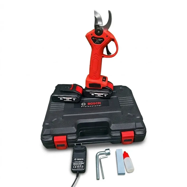 Секатор аккумуляторный BOSCH BGA495W 48 В садовый электрический сучкорез 35 мм ножницы для обрезки деревьев изогнутое лезвие беспроводной инструмент для веток кустарников кустов молодых деревьев сада дачи с 2 АКБ кейсом - изображение 5