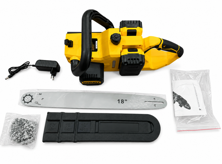 Пила аккумуляторная DeWalt DCM775N 48 В 6 А·ч цепная шина 18 дюймов электропила 45 см бесщеточная автоматическая смазка скорость 24 м с шаг 3 8 бесключевое натяжение 10500 об мин для распиловки древесины бревен досок заготовки дров обрезки деревьев сада с - изображение 8