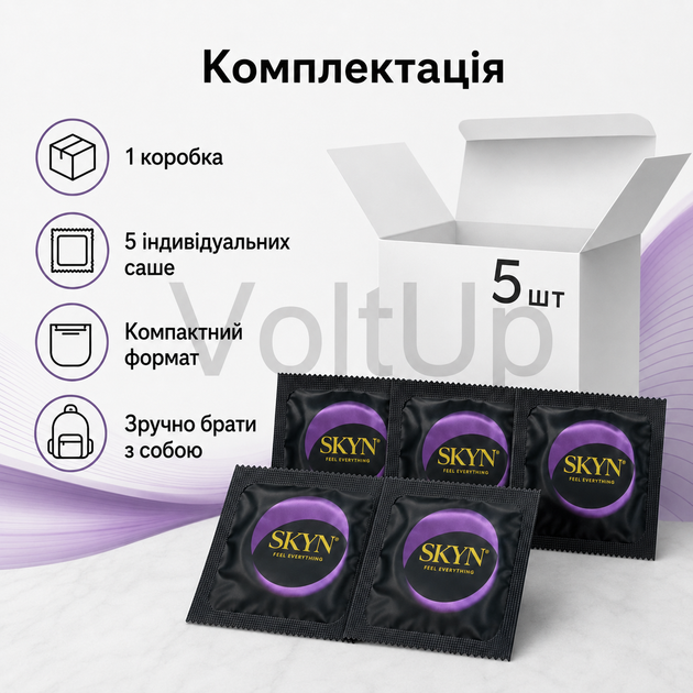 Презерватив SKYN Elite 5 шт безлатексный ультратонкий из полиизопрена, ширина 53 мм, длина 190 мм - изображение 5
