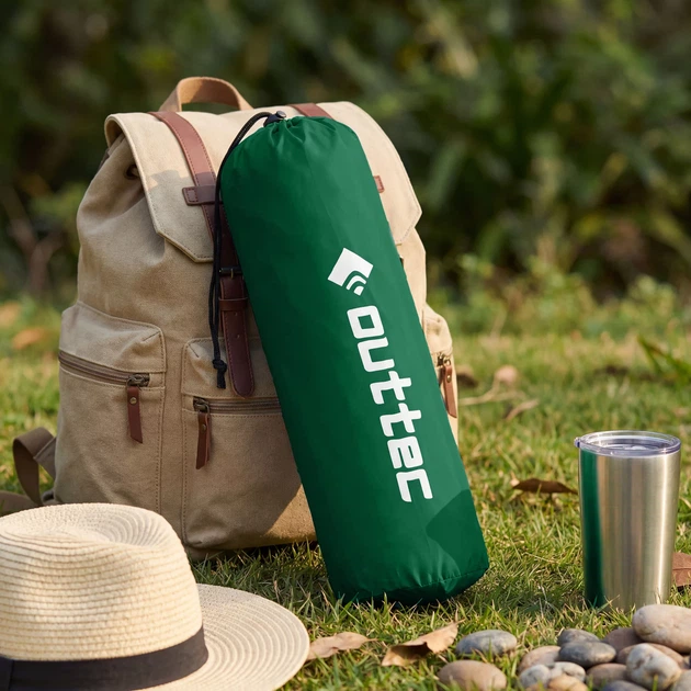 Килимок самонадувний Outtec Pillow 186 x 53 x 2,5 см з подушкою Зелений (5907766668374) - зображення 7