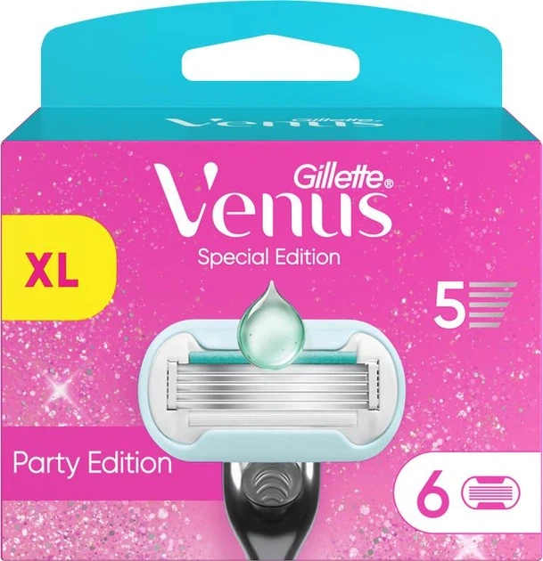 Картриджі змінні для гоління жіночі (леза касети) Venus Extra Smooth Party Edition 6 шт. - Фото 1 Картриджі змінні для гоління жіночі (леза касети) Venus Extra Smooth Party Edition 6 шт. - изображение 1