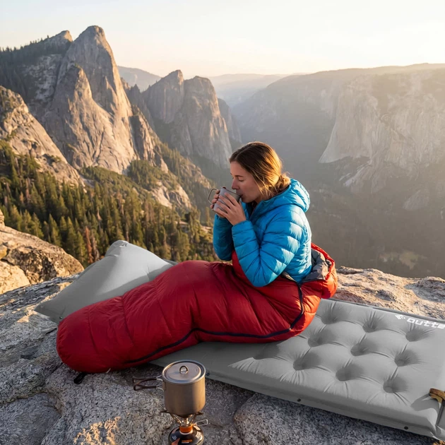 Килимок самонадувний Outtec Naps 193 x 68 x 3,5 см з подушкою Сірий (5907766662860) - зображення 9