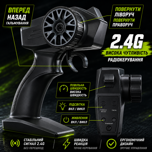 Машинка на радіокеруванні ZLL SG718 1:24 4WD, RC дрифт авто на пульті, спортивний автомобіль до 20 км/год, LED підсвітка - зображення 8