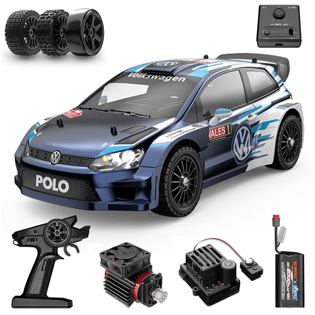 Радіокерована машинка MJX Hyper Go 14304 VW Polo R WRC 1:14 4WD Brushless на пульті керування до 42 км/год, RC Rally автомобіль - зображення 3