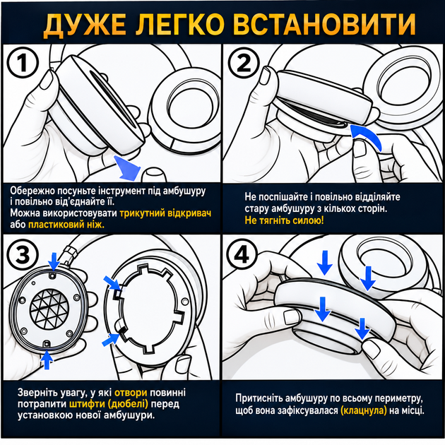 Комплект для наушников JBL Tune 700BT, 710BT, 720BT, 750BTNC, Tune 760NC, Tune 770NC: амбушюры и накладка на оголовье blue синий - изображение 4