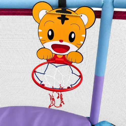 Батут-Манеж Just Fun 140 см игровая площадка для самых маленьких с баскетбольным кольцом, боксерской грушей, гимнастическими кольцами, мячами и мишенями - изображение 3