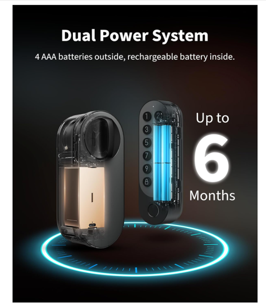 Умный дверной замок Aqara Smart Lock U200 с Apple Home Key, отпечатком пальца и клавиатурой, черный - изображение 6