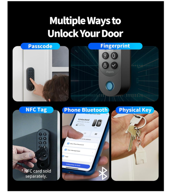 Умный дверной замок Aqara Smart Lock U200 с Apple Home Key, отпечатком пальца и клавиатурой, черный - изображение 7