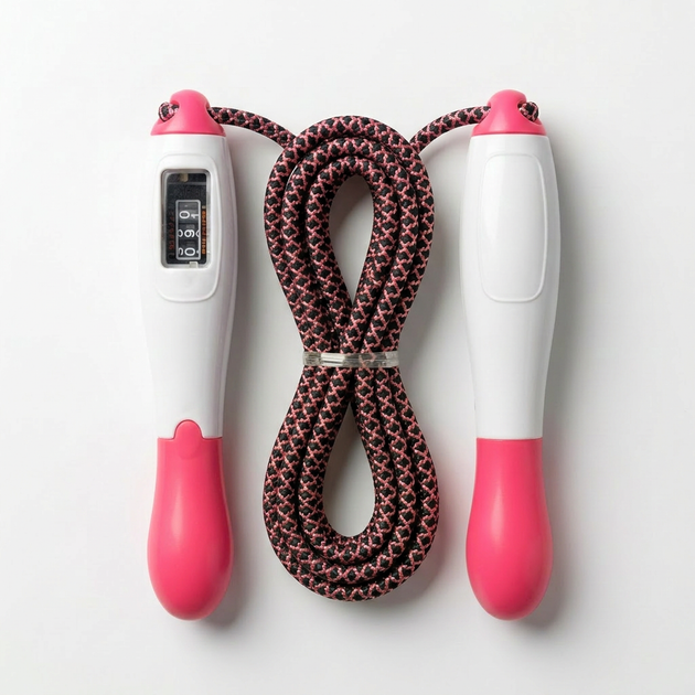 Скакалка со счетчиком и PVC жгутом SP-Sport 667 длина 3м White-Pink - зображення 3