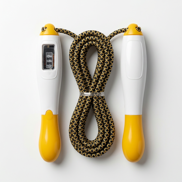 Скакалка со счетчиком и PVC жгутом SP-Sport 667 длина 3м White-Yellow - зображення 4