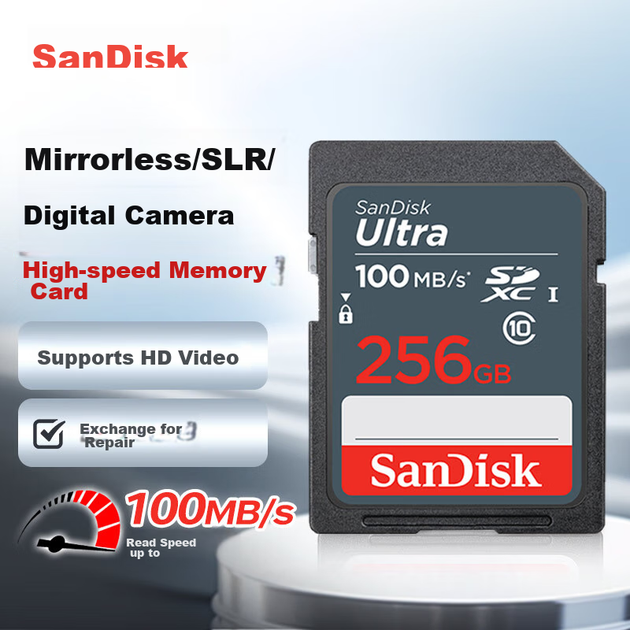 Карта памяти SanDisk SDXC 256 ГБ Class 10 UHS-I U1 V10 (SDSDUNR-256G-GN6IN) - Фото 6 Карта памяти SanDisk SDXC 256 ГБ Class 10 UHS-I U1 V10 (SDSDUNR-256G-GN6IN) - изображение 6