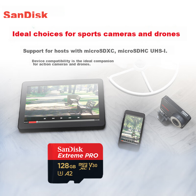 Карта памяти SanDisk 128 ГБ microSDXC UHS-I A2 U3 V30 C10 Ultimate - Фото 4 Карта памяти SanDisk 128 ГБ microSDXC UHS-I A2 U3 V30 C10 Ultimate - изображение 4