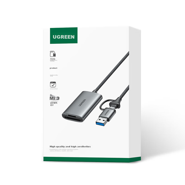Кардрідер Ugreen SD/TF4.0 USB Type-C + USB-A для SD і TF (UHS-I/II) - зображення 2