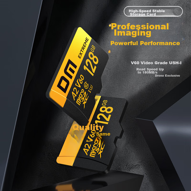 Карта памяти DM Daimai 128 ГБ microSDXC V60 UHS-I Class 10 (V60 Black Gold TF Card) - Фото 4 Карта памяти DM Daimai 128 ГБ microSDXC V60 UHS-I Class 10 (V60 Black Gold TF Card) - изображение 4