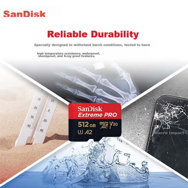 Карта памяти SanDisk Extreme PRO 512 ГБ microSDXC UHS-I U3 V30 A2 200/140 МБ/с (TF) - изображение 6