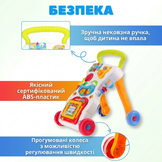 Ходунки каталка "Первые шаги" развивающий центр 3 в 1 - Фото 3 Ходунки каталка "Первые шаги" развивающий центр 3 в 1 - изображение 3