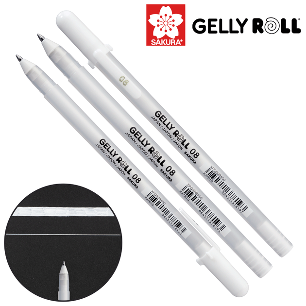 Ручка гелевая Белая 08 MEDIUM (линия 0.4mm) Gelly Roll Basic Sakura - Фото 1 Ручка гелевая Белая 08 MEDIUM (линия 0.4mm) Gelly Roll Basic Sakura - изображение 1