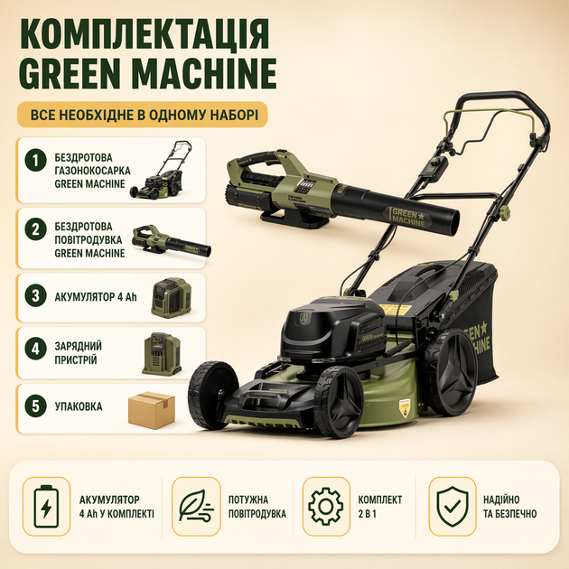 Аккумуляторная газонокосилка с приводом GMSM6200 46 см + Воздуходувка - изображение 3
