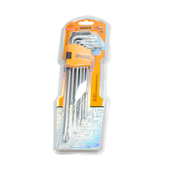 Комплект ключей удлиненных Torx 9 шт Т10-Т50 INGCO - Фото 1 Комплект ключей удлиненных Torx 9 шт Т10-Т50 INGCO - зображення 1