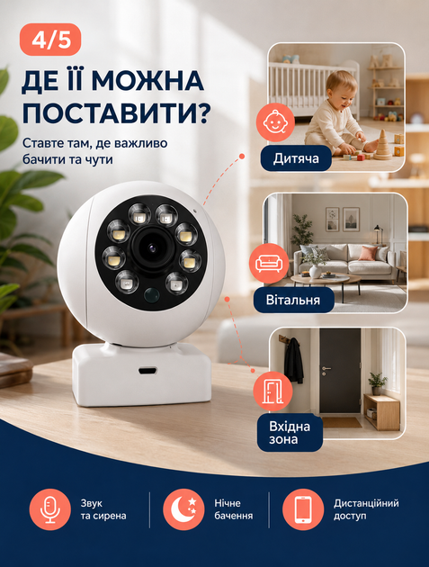 Поворотная Wi‑Fi камера видеонаблюдения ICAM365 с Full HD 1080P ночным видением, датчиком движения и двусторонней аудиосвязью - изображение 6