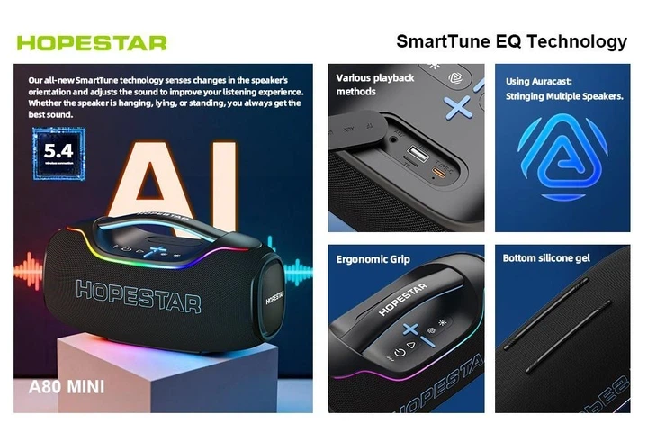 Портативная колонка Hopestar A80 MINI 36 Вт Чёрный (A80MINI) - изображение 3