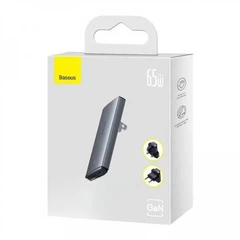 Зарядное устройство Baseus GaN5 Pro Ultra-Slim 65 Вт Type-C + USB + Cable Type-C 100 Вт 1 м серый (CCGP150113) - Фото 4 Зарядное устройство Baseus GaN5 Pro Ultra-Slim 65 Вт Type-C + USB + Cable Type-C 100 Вт 1 м серый (CCGP150113) - изображение 4