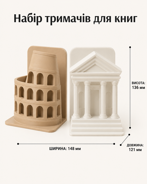 Набір книжкових тримачів-органайзерів Колізей та Парфенон. Aivory - зображення 2