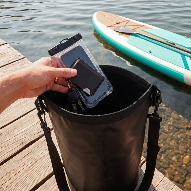 Водонепроникний гермомішок Outtec Dry Bag 30 л O-42987 Чорний (5905884429877) - зображення 9