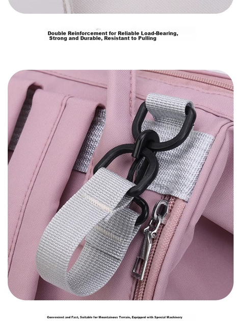 Сумка FENYE Mommy Bag, рюкзак для мам, розово-белая - изображение 8