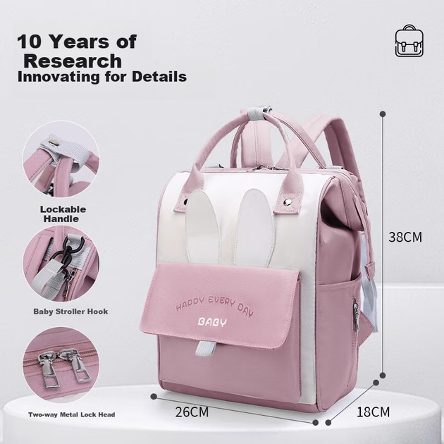Сумка FENYE Mommy Bag, рюкзак для мам, розово-белая - изображение 9