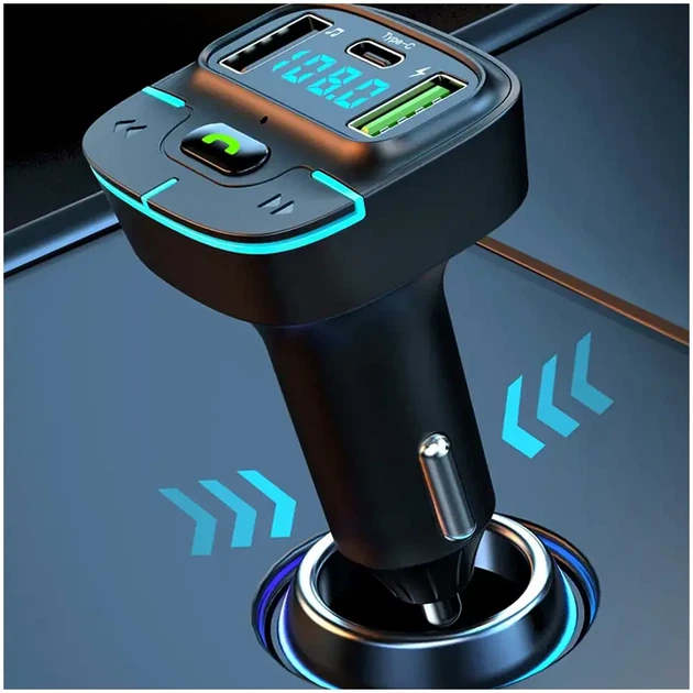Автомобільний FM-трансмітер Bluetooth з двома USB і LED-дисплеєм 12V-24V GZ03 чорний - зображення 7