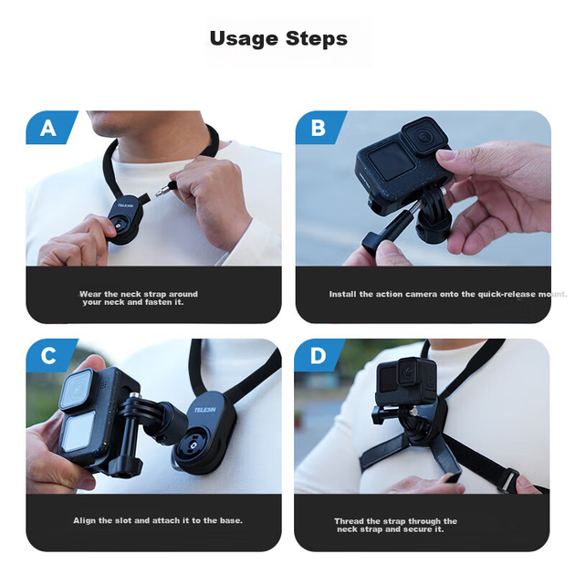 Крепление на шею Jingxuan Quick-Release Neck Mount 2.0 для DJI Action 6/4/5 Pro и GoPro 13/12 MAX (S2-HNB-005-JD) - изображение 4