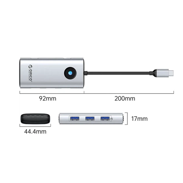 Док-станция USB-C Orico PW11 6-в-1 3×USB-A USB-C PD 100 Вт HDMI 4K RJ45 2.5G Silver (6941788814776) - изображение 2