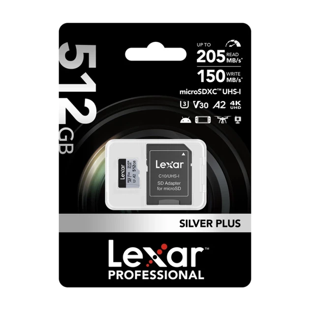 Карта пам'яті Lexar High-Performance Silver Plus microSDXC 512GB + адаптер (LMSSIPL512G-BNANG) - Фото 6 Карта пам'яті Lexar High-Performance Silver Plus microSDXC 512GB + адаптер (LMSSIPL512G-BNANG) - зображення 6