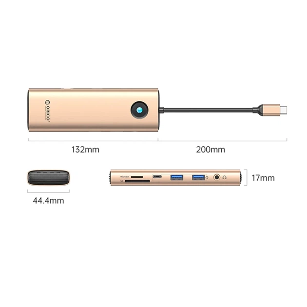 Док-станция USB-C Orico PW11 9-в-1 USB-C PD 100 Вт HDMI 4K RJ45 2.5G (6941788814967) - изображение 2